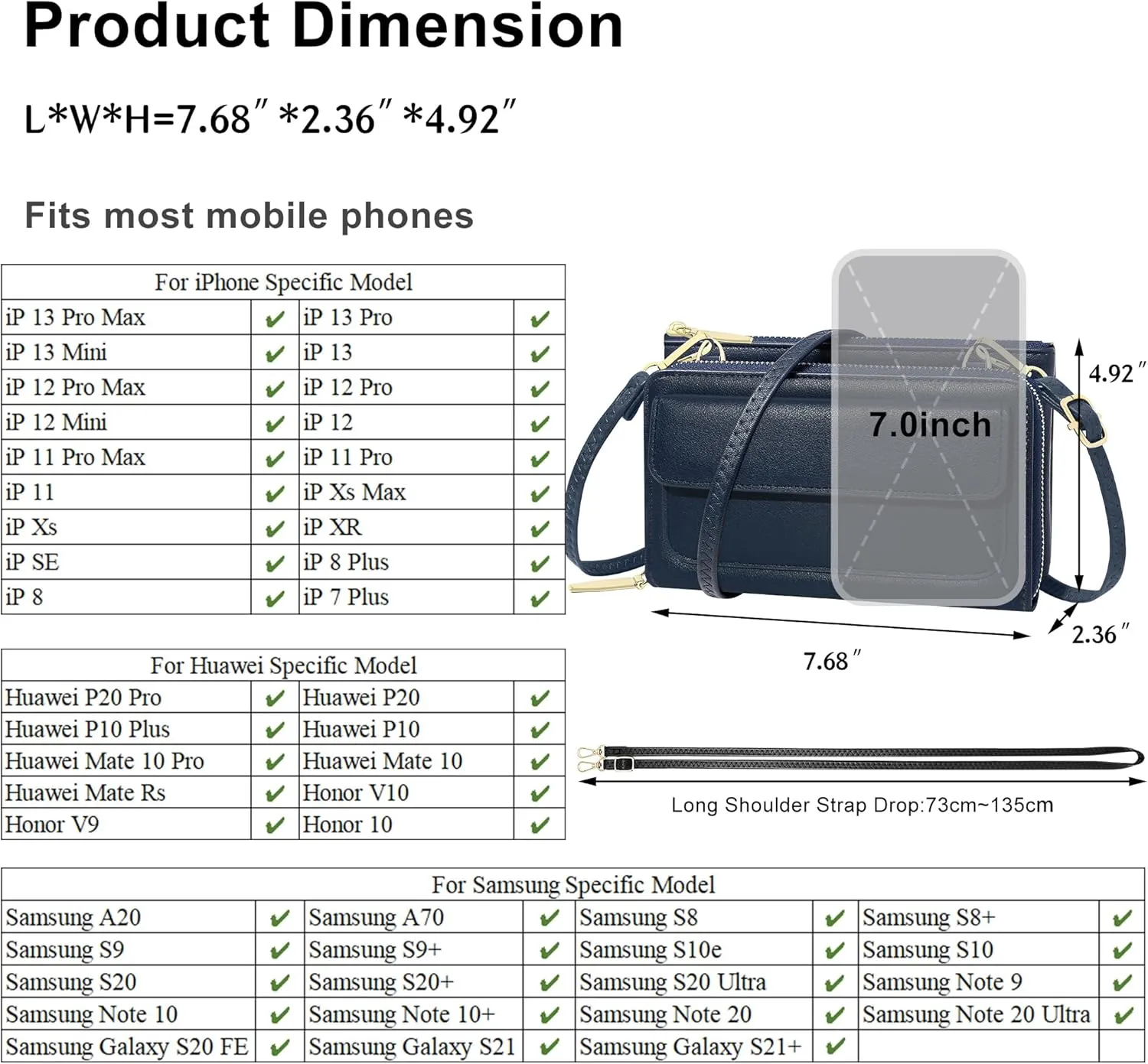 KUKOO Small Crossbody Bag for Women Cell Phone Wallet Purse Mini Shoulder Handbags with Card Slots