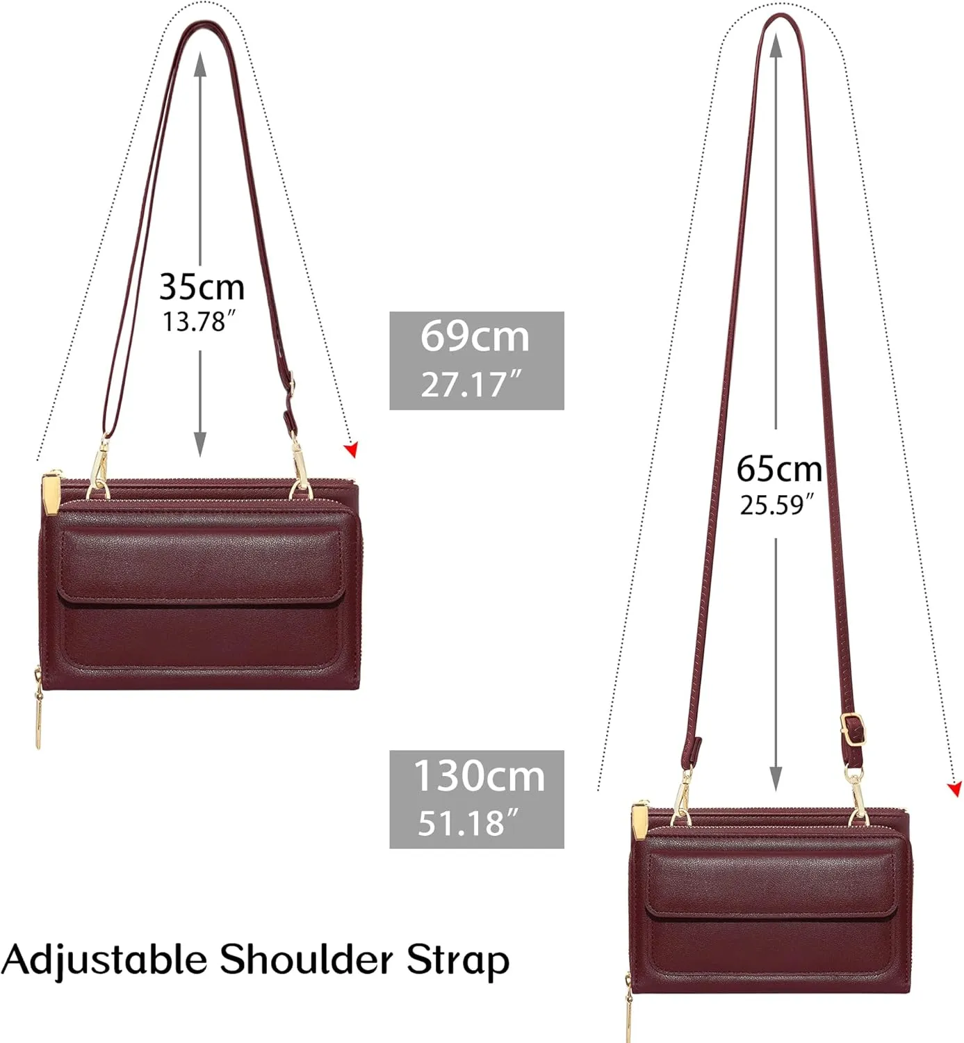 KUKOO Small Crossbody Bag for Women Cell Phone Wallet Purse Mini Shoulder Handbags with Card Slots