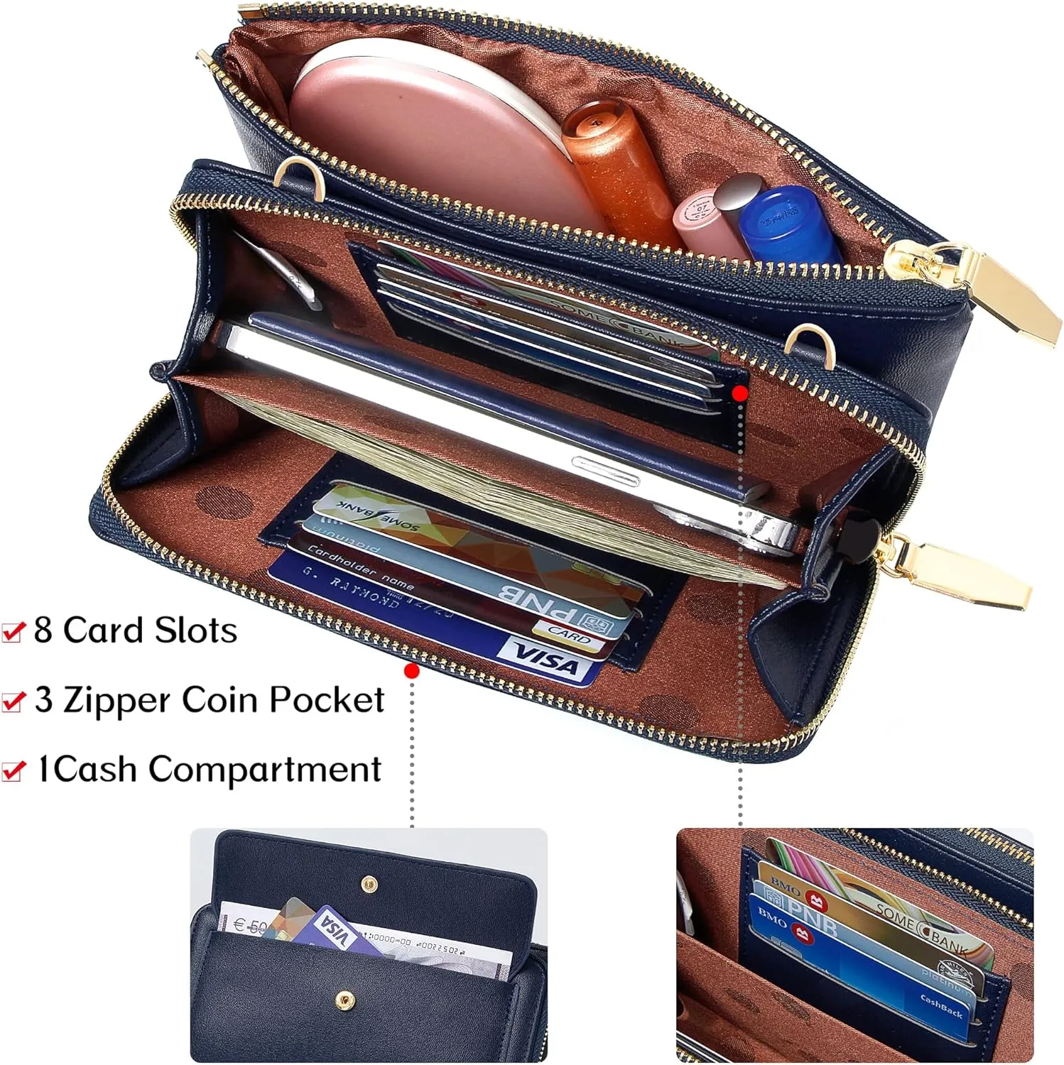 KUKOO Small Crossbody Bag for Women Cell Phone Wallet Purse Mini Shoulder Handbags with Card Slots