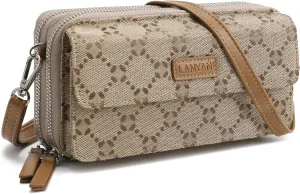 Lanyani RFID Crossbody Wallet Wristlet Purse with Phone Pocket For Women Vegan Leather
