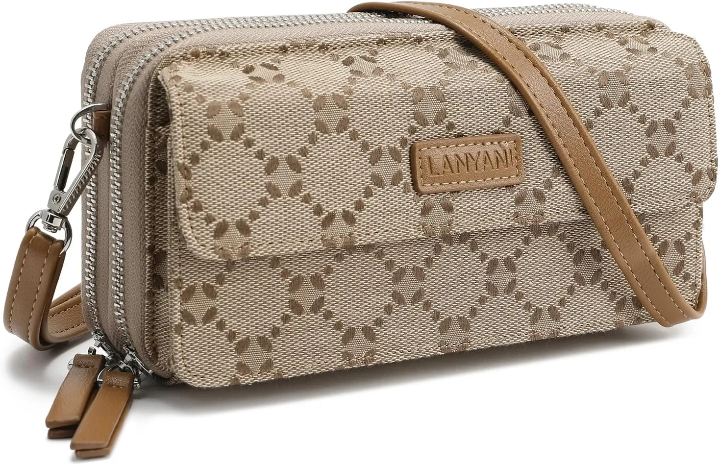 Lanyani RFID Crossbody Wallet Wristlet Purse with Phone Pocket For Women Vegan Leather