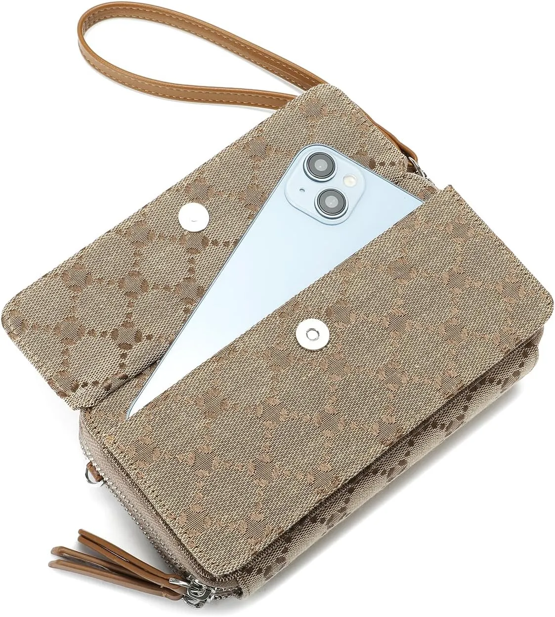 Lanyani RFID Crossbody Wallet Wristlet Purse with Phone Pocket For Women Vegan Leather