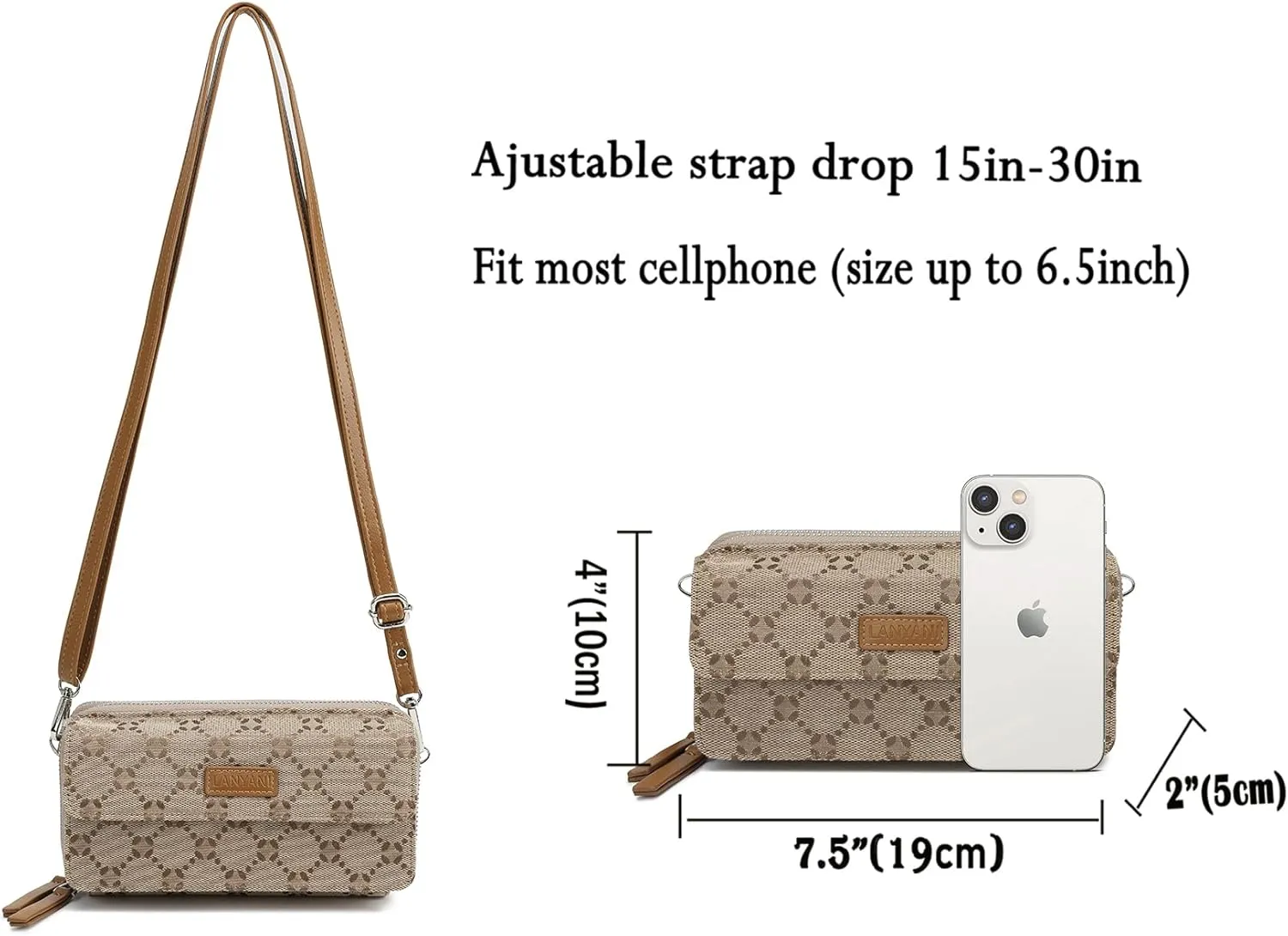 Lanyani RFID Crossbody Wallet Wristlet Purse with Phone Pocket For Women Vegan Leather
