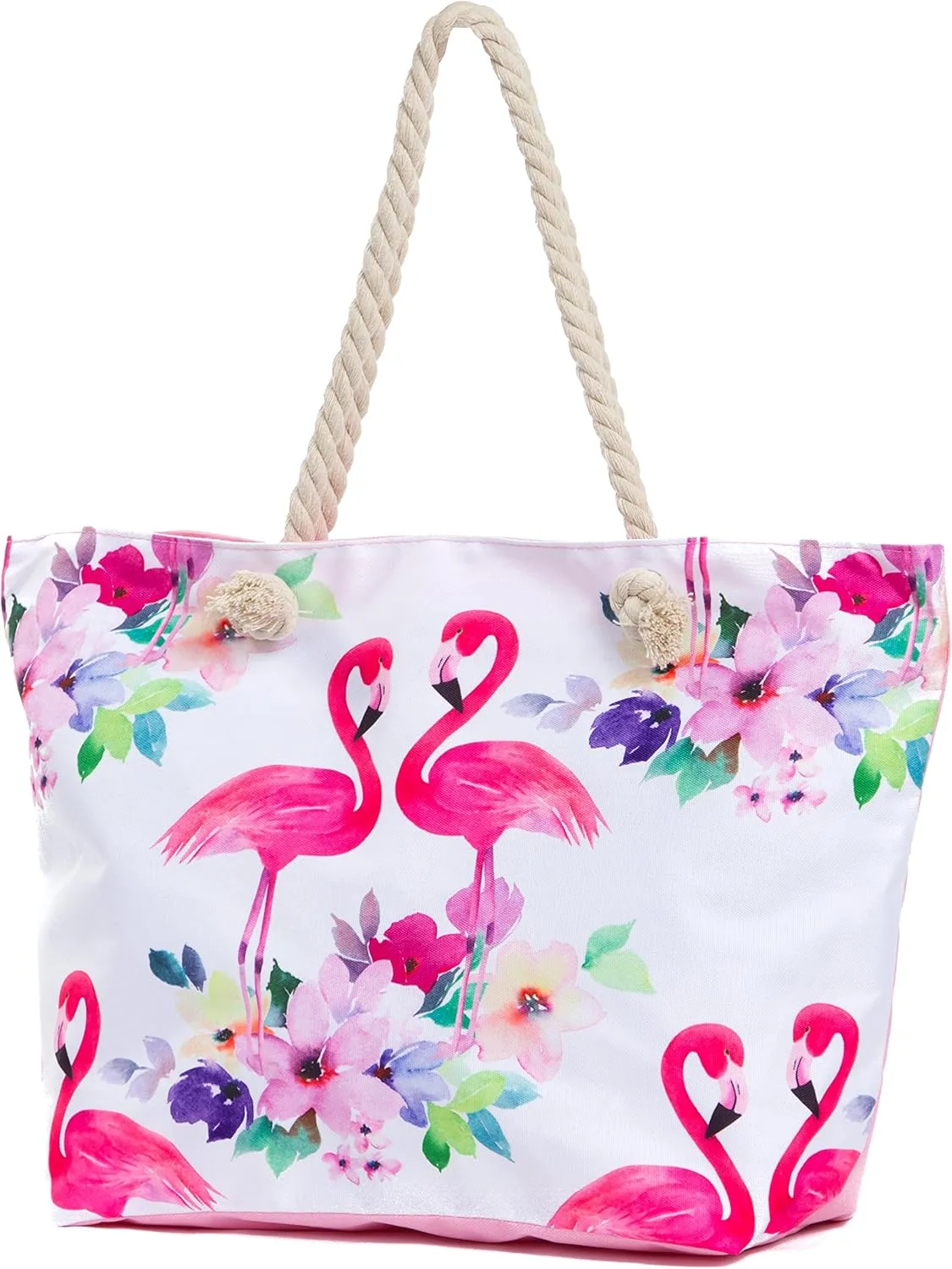 Large Beach Tote Bag, Top Zipper Boat Bag