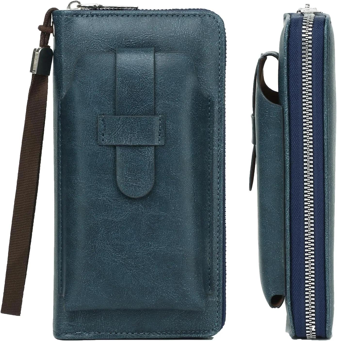 Long Wallet for Women-Large Capacity Leather Credit Card Holder Wallets Women Zipper Clutch Wristlet With Phone Pocket