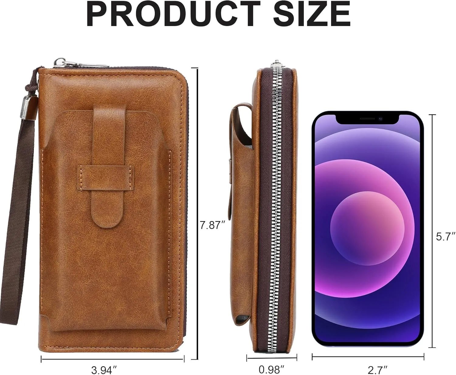 Long Wallet for Women-Large Capacity Leather Credit Card Holder Wallets Women Zipper Clutch Wristlet With Phone Pocket