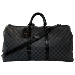 LOUIS VUITTON Keepall Bandouliere 55 Daimer Graphite With Strap LHQ316