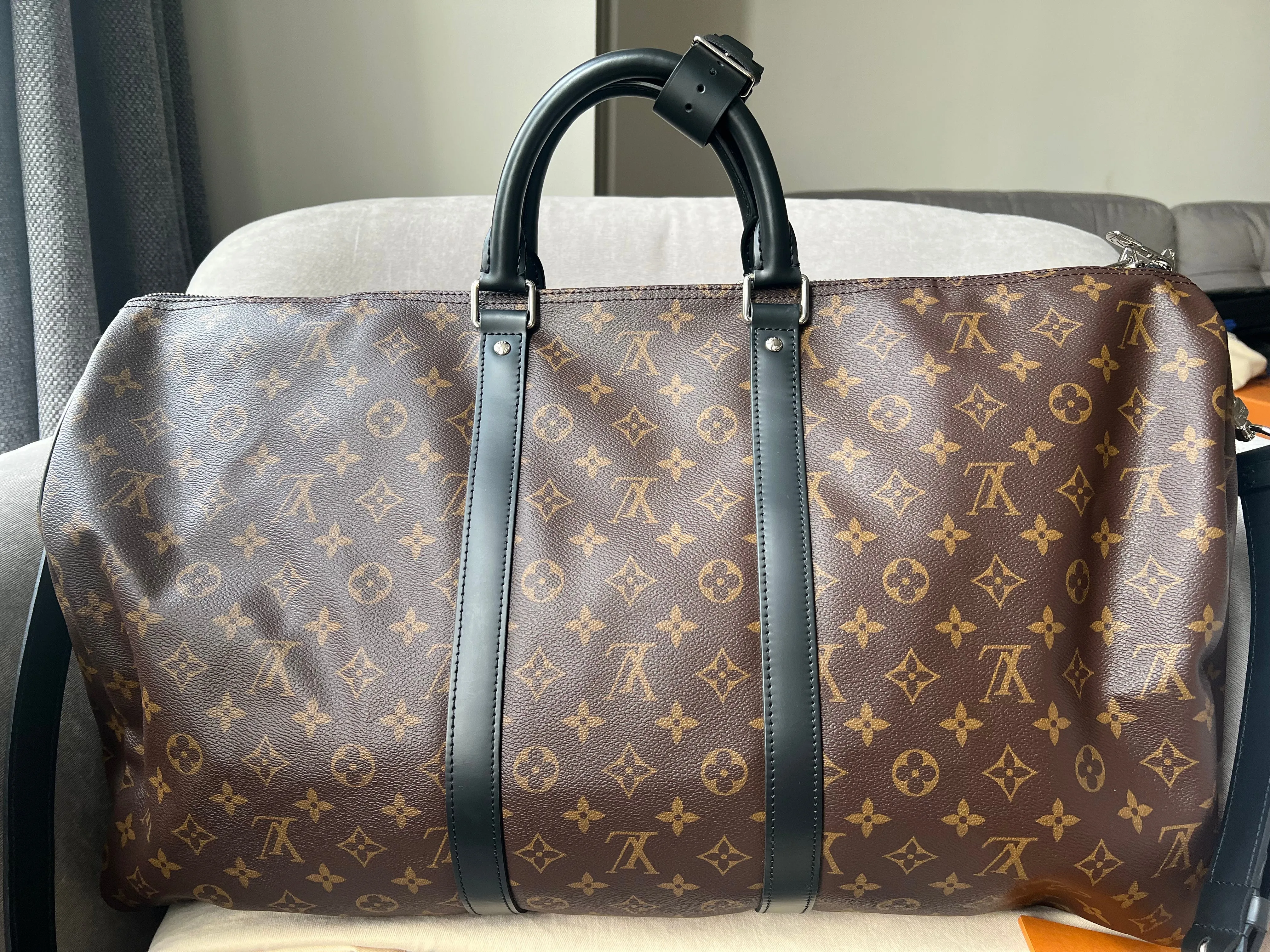 Louis Vuitton Keepall Bandouliere 55 Monogram Macassar and Black (RRP £2,020)