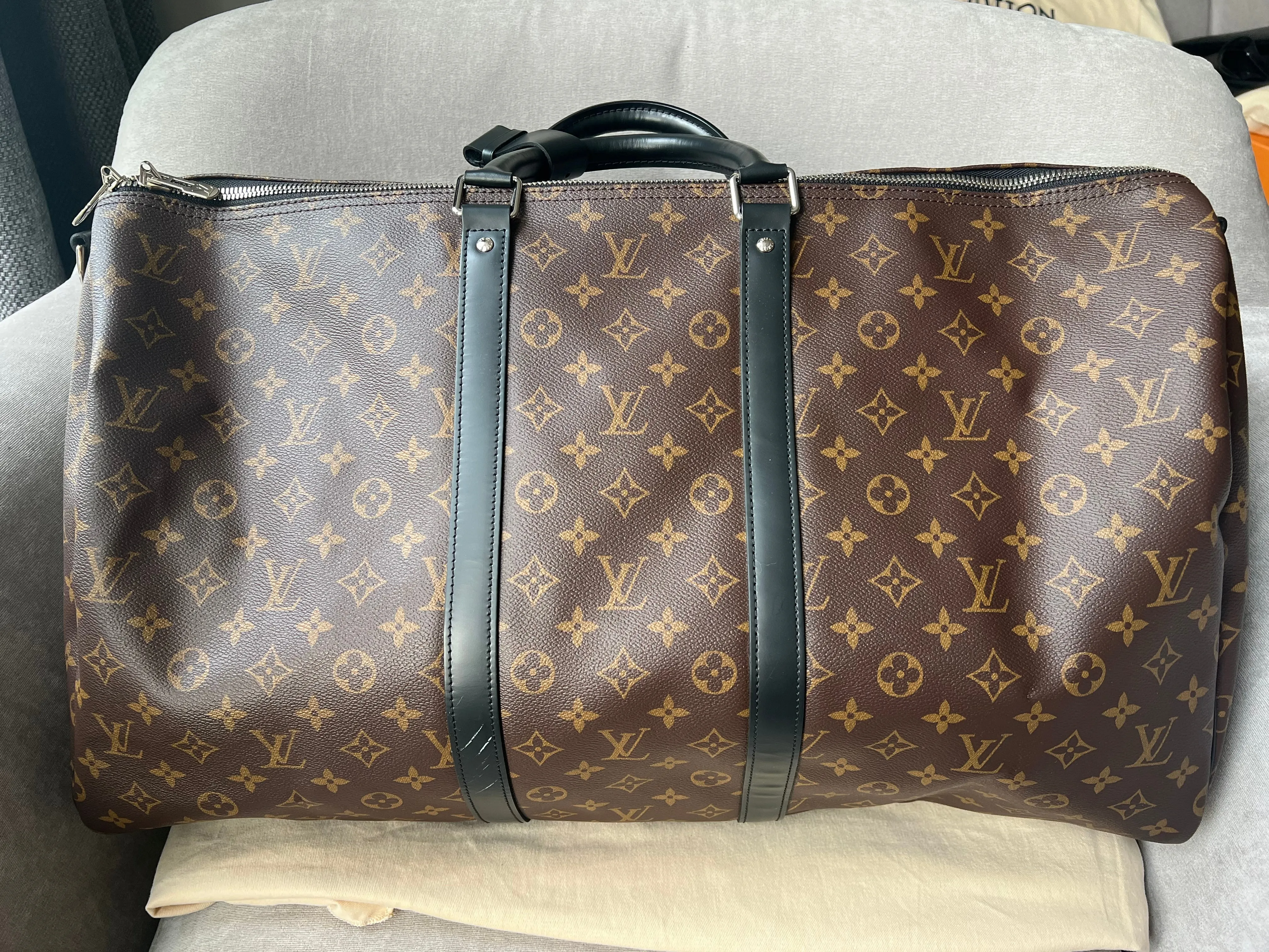 Louis Vuitton Keepall Bandouliere 55 Monogram Macassar and Black (RRP £2,020)