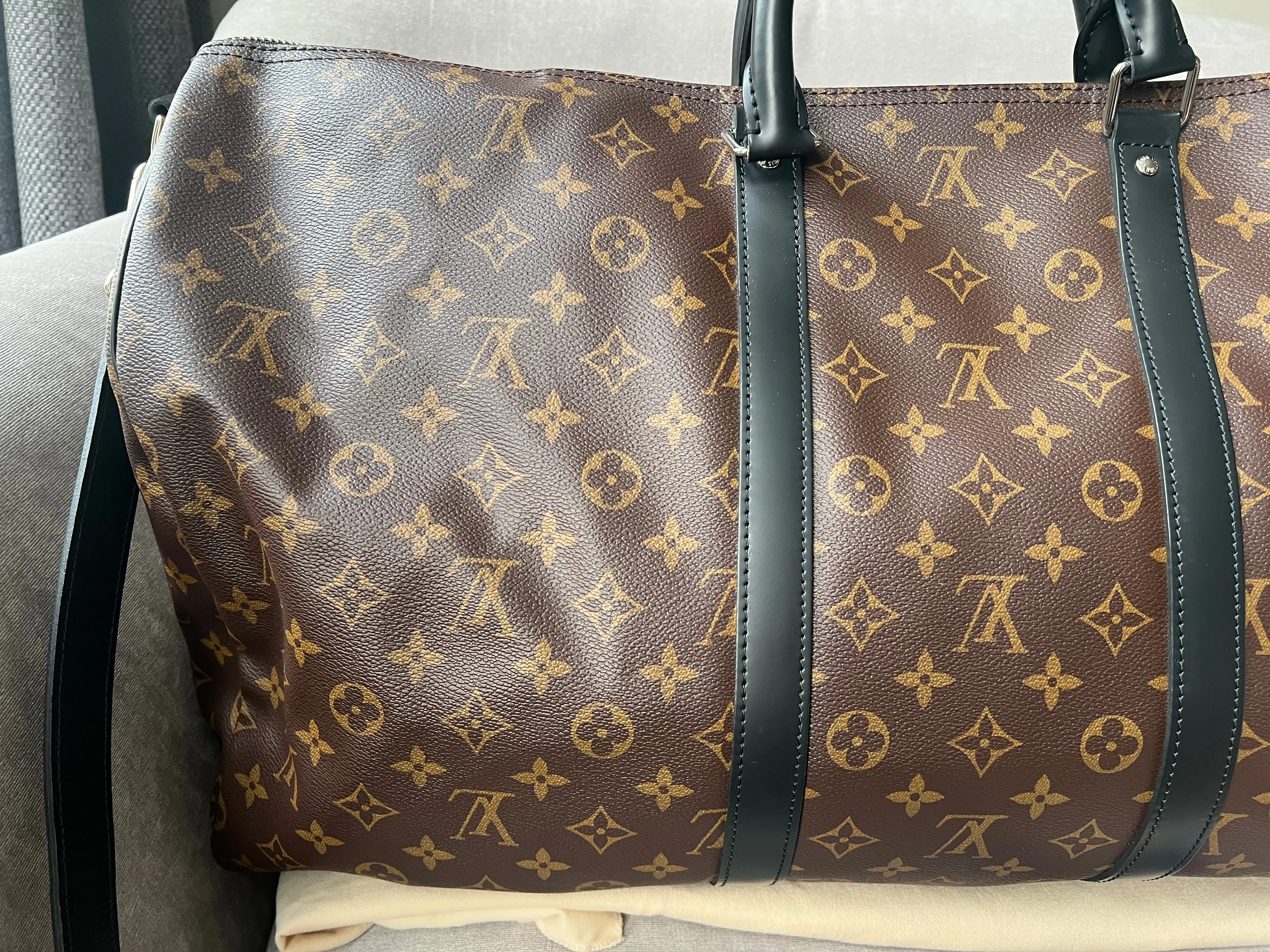 Louis Vuitton Keepall Bandouliere 55 Monogram Macassar and Black (RRP £2,020)