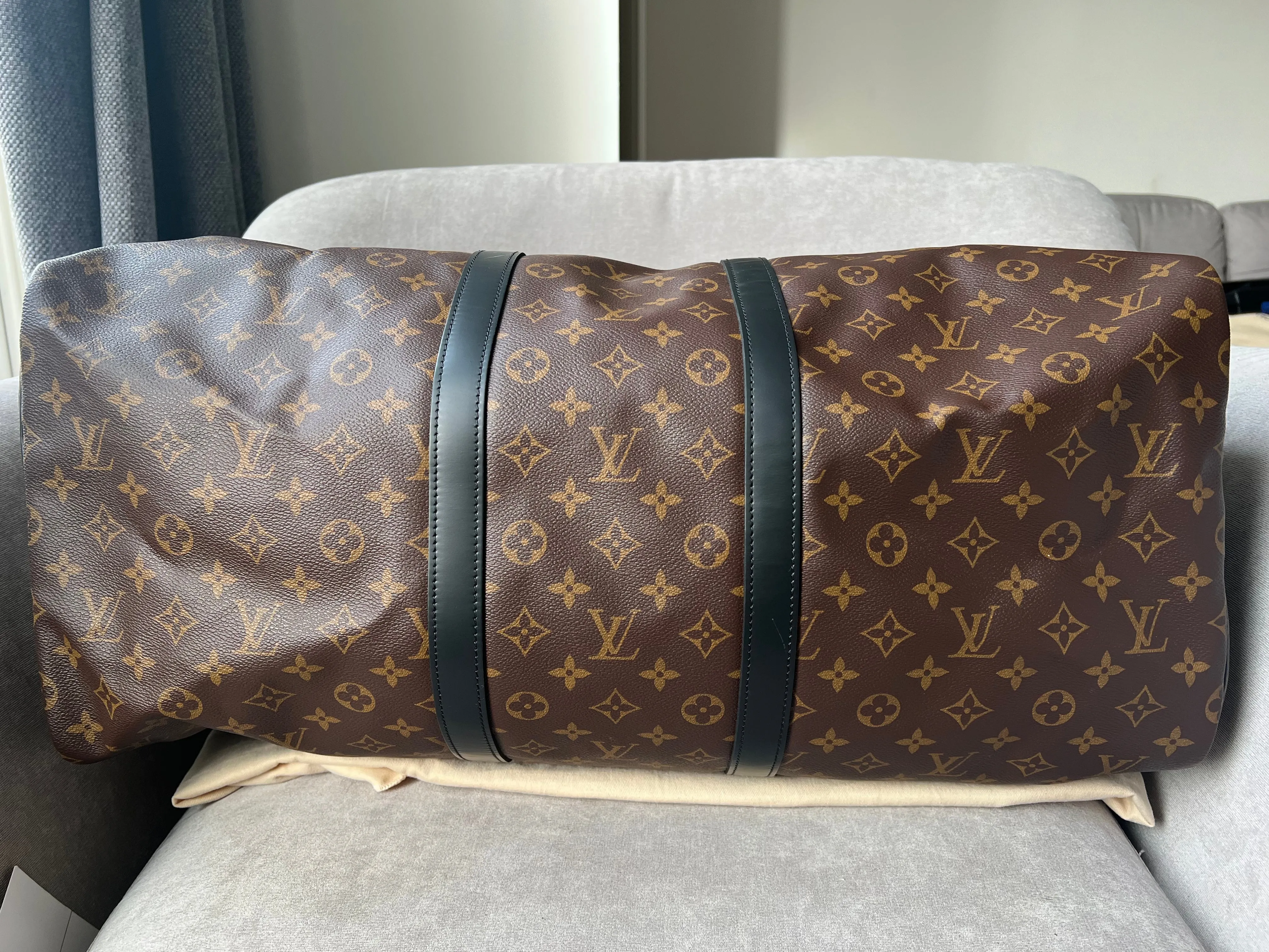 Louis Vuitton Keepall Bandouliere 55 Monogram Macassar and Black (RRP £2,020)