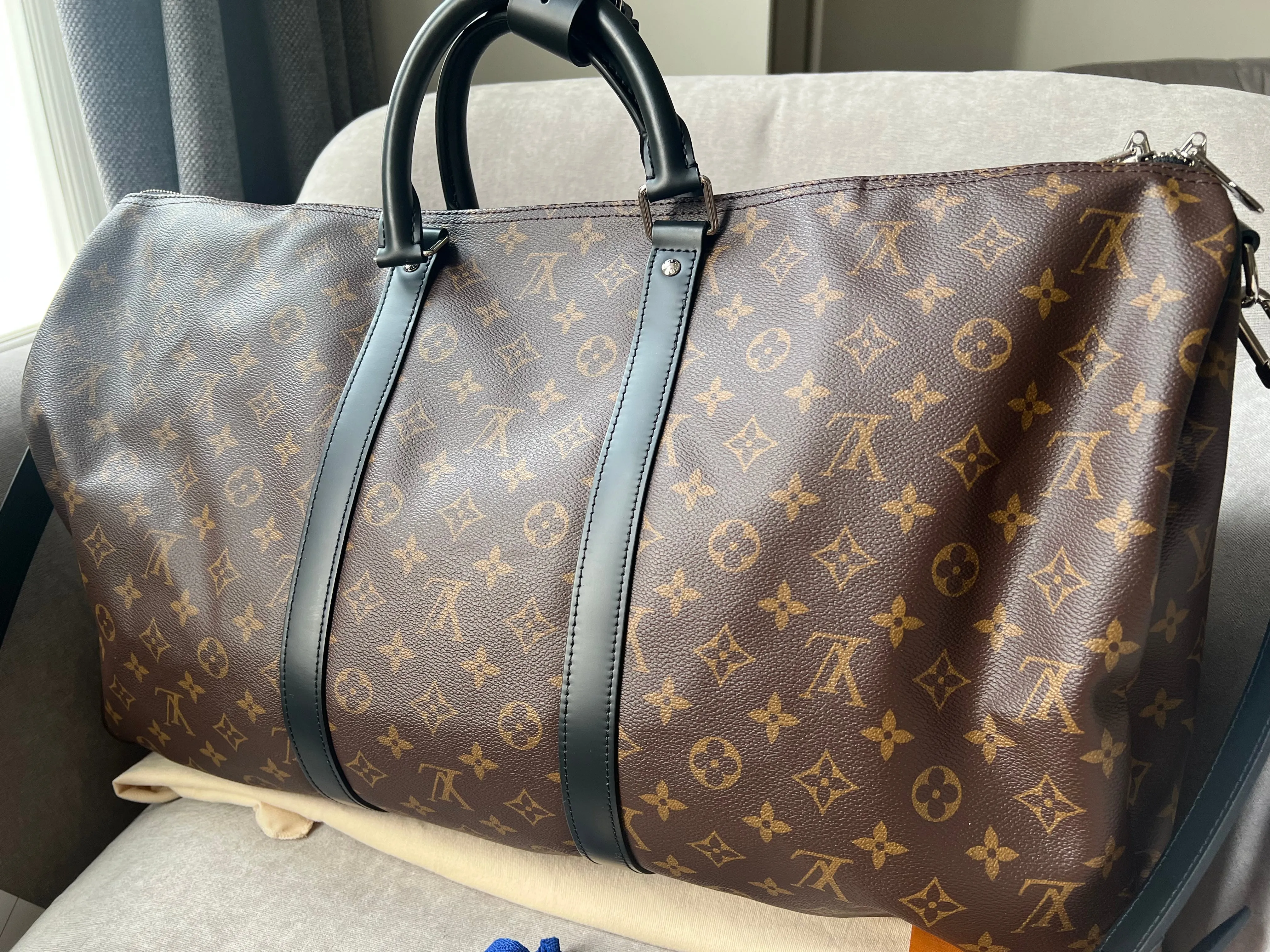 Louis Vuitton Keepall Bandouliere 55 Monogram Macassar and Black (RRP £2,020)