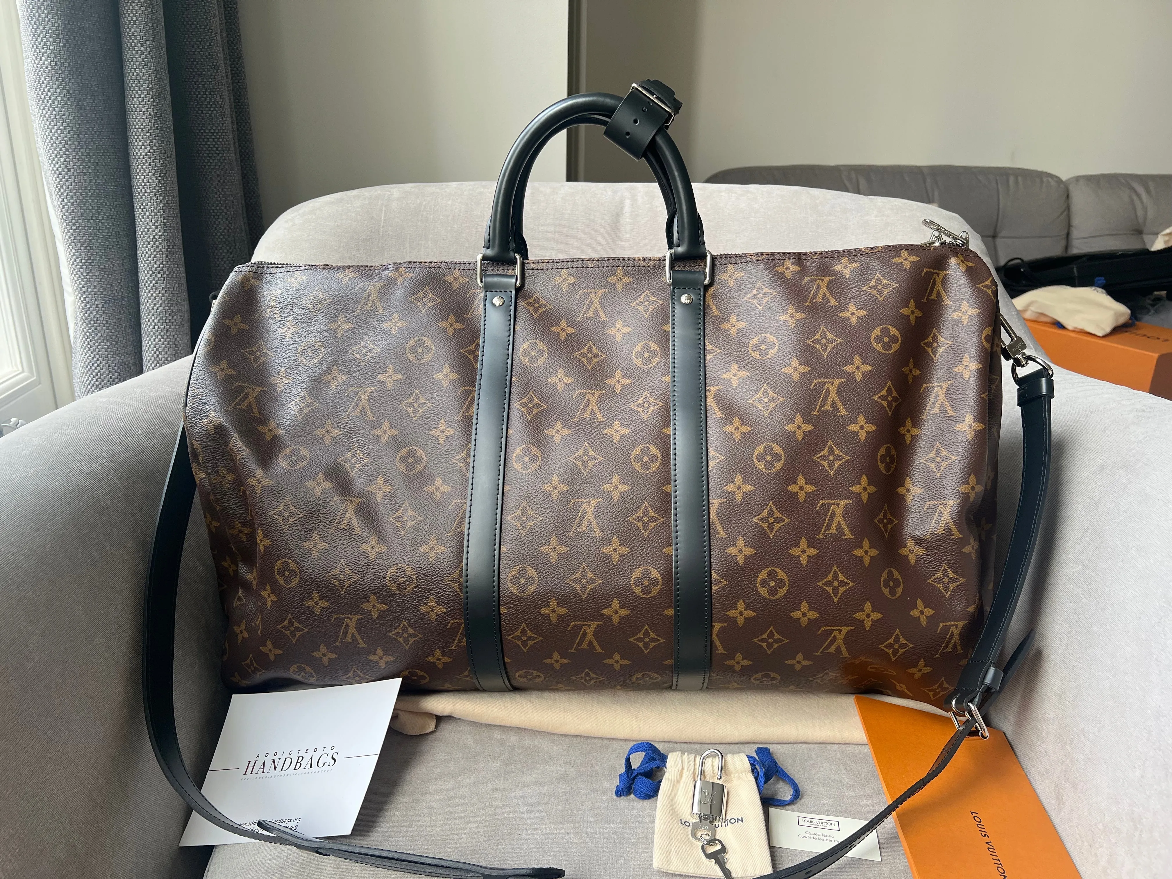 Louis Vuitton Keepall Bandouliere 55 Monogram Macassar and Black (RRP £2,020)
