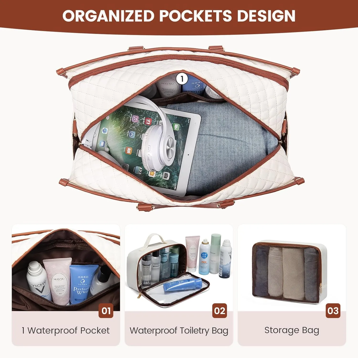 LOVEVOOK Travel Duffle Bag - Weekender & Overnight Bag for Women with Toiletry & Laptop Compartments