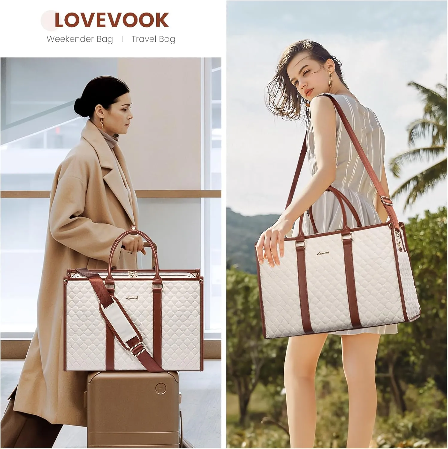 LOVEVOOK Travel Duffle Bag - Weekender & Overnight Bag for Women with Toiletry & Laptop Compartments