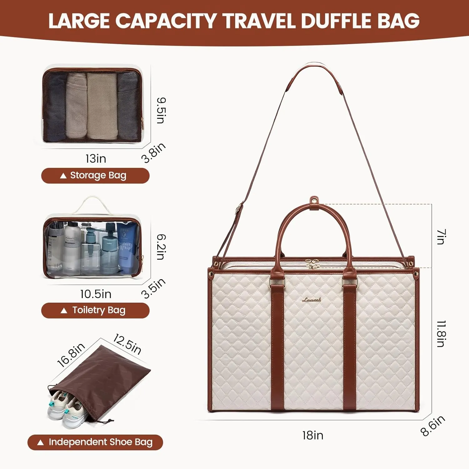 LOVEVOOK Travel Duffle Bag - Weekender & Overnight Bag for Women with Toiletry & Laptop Compartments