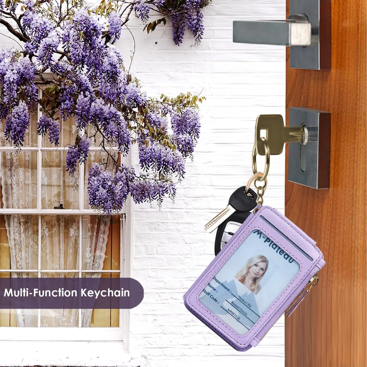 M-Plateau Wristlet Keychain, Wallet Key ring Bracelet with Wrist Wallet for Women with Key Holder Gift Box (Lavender)