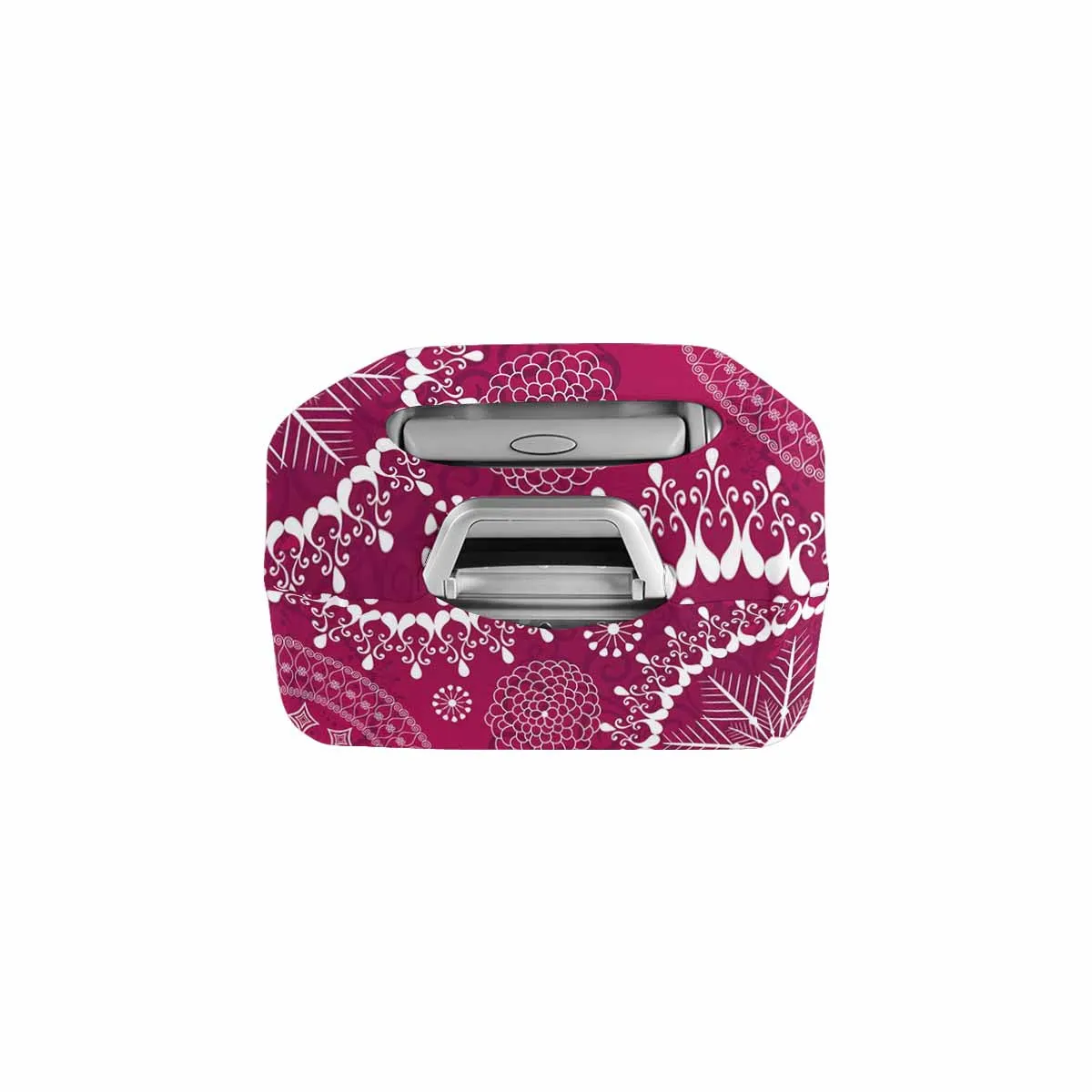 Mandala themed Cover for Luggage suitcase printed red repeating pattern with  white stylized birds and vintage snowflakes