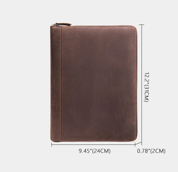 Men's Leather Portfolio iPad Padfolio Notebook Holder File Document Organizer, Notepad Folder, Business Briefcase for Gift