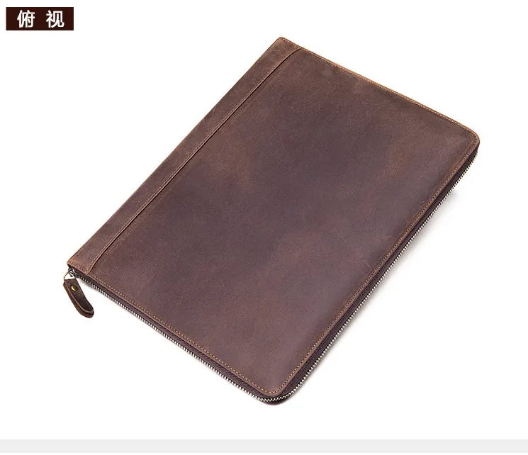 Men's Leather Portfolio iPad Padfolio Notebook Holder File Document Organizer, Notepad Folder, Business Briefcase for Gift