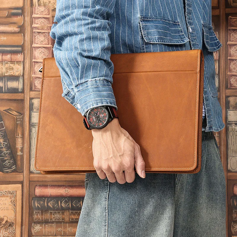 Men's Leather Portfolio, Personalized Document Folder,A4 Notebook Holder, Business Briefcase, Gift/1428