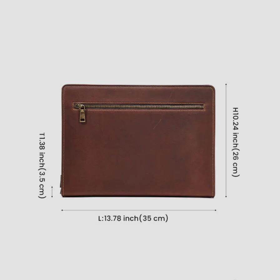 Men's Leather Portfolio, Personalized Document Folder,A4 Notebook Holder, Business Briefcase, Gift/1428