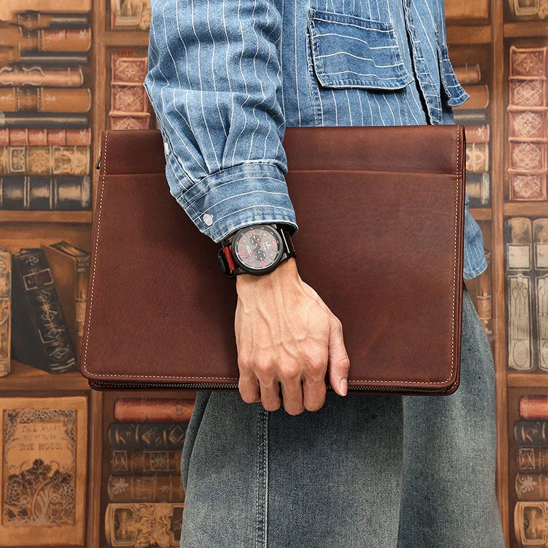 Men's Leather Portfolio, Personalized Document Folder,A4 Notebook Holder, Business Briefcase, Gift/1428