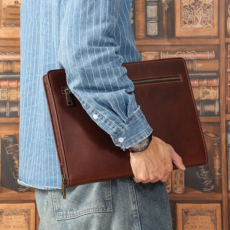Men's Leather Portfolio, Personalized Document Folder,A4 Notebook Holder, Business Briefcase, Gift/1428