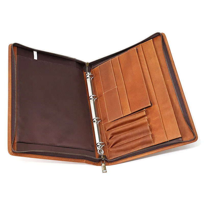 Men's Leather Portfolio, Personalized Document Folder,A4 Notebook Holder, Business Briefcase, Gift/1428