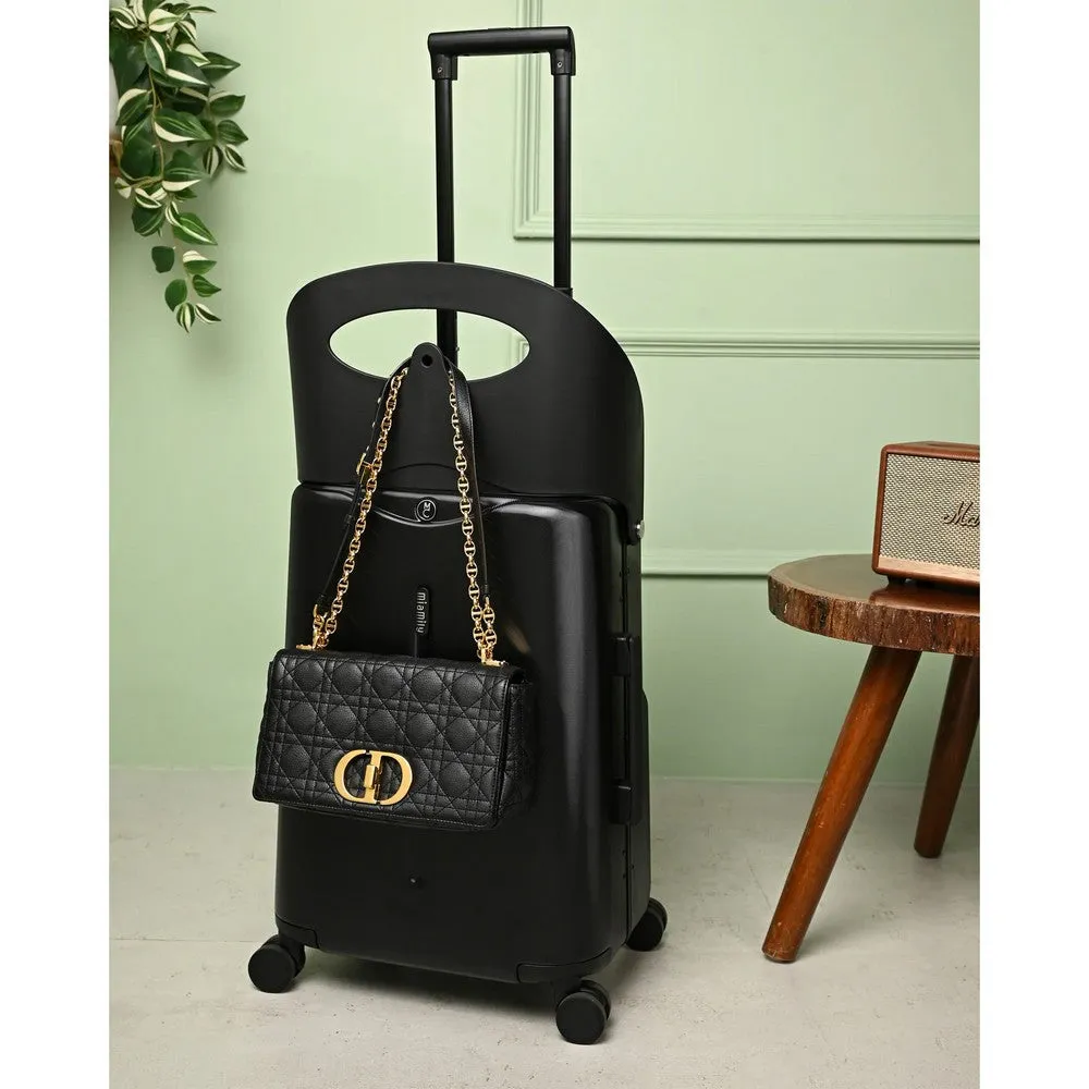 Miamily Midnight Black Ride-On Trolley Carry-On Luggage- 18 Inches