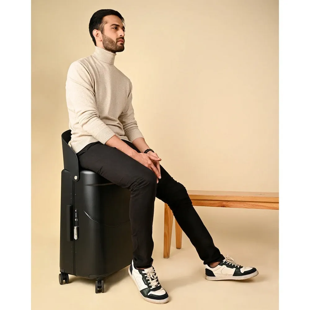 Miamily Midnight Black Ride-On Trolley Carry-On Luggage- 18 Inches