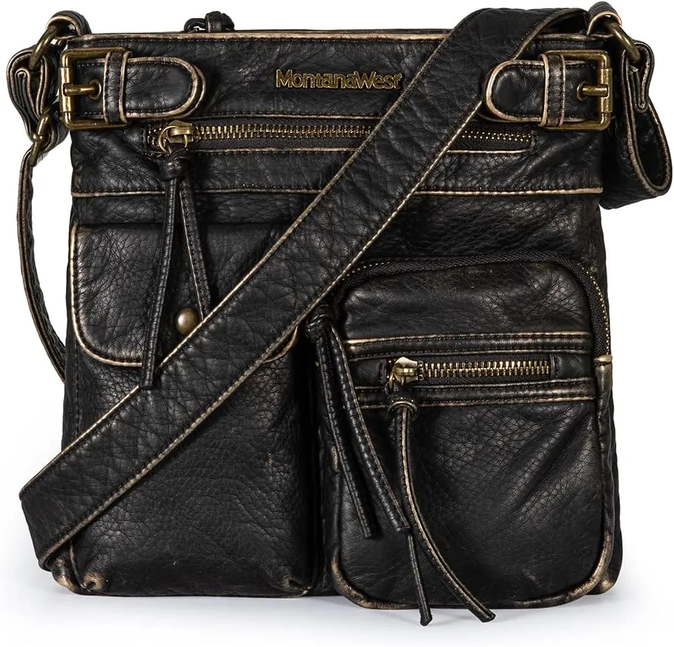 Montana West Crossbody Bag for Women Soft Washed Leather Multi Pocket crossbody handbags