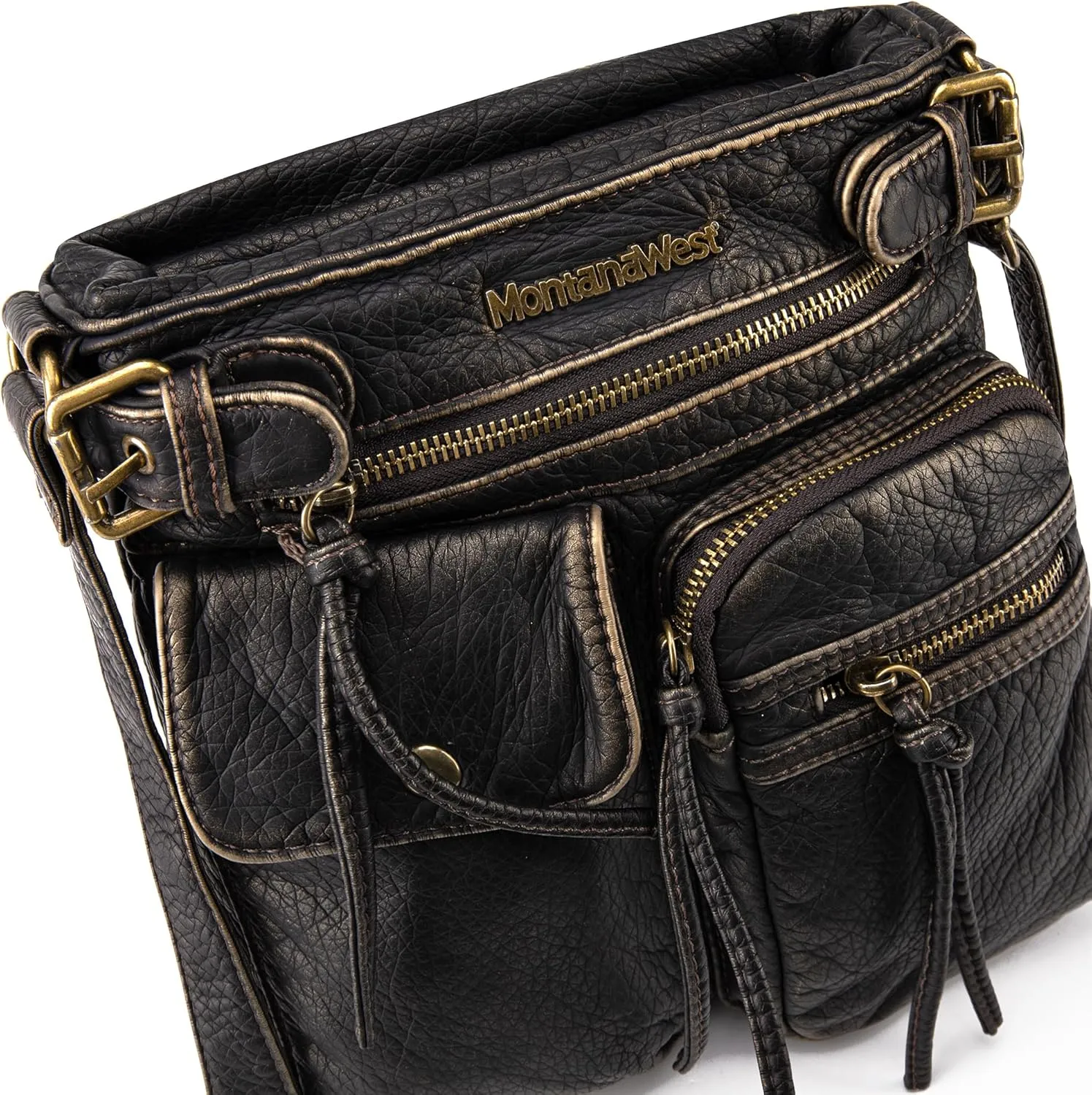 Montana West Crossbody Bag for Women Soft Washed Leather Multi Pocket crossbody handbags