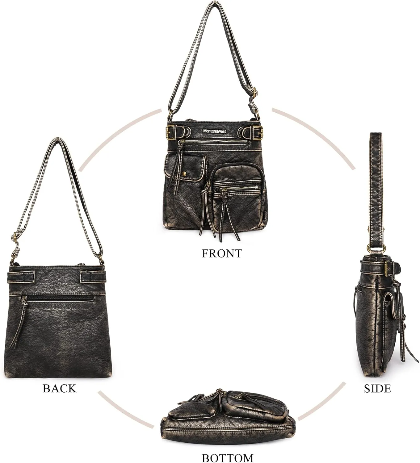 Montana West Crossbody Bag for Women Soft Washed Leather Multi Pocket crossbody handbags