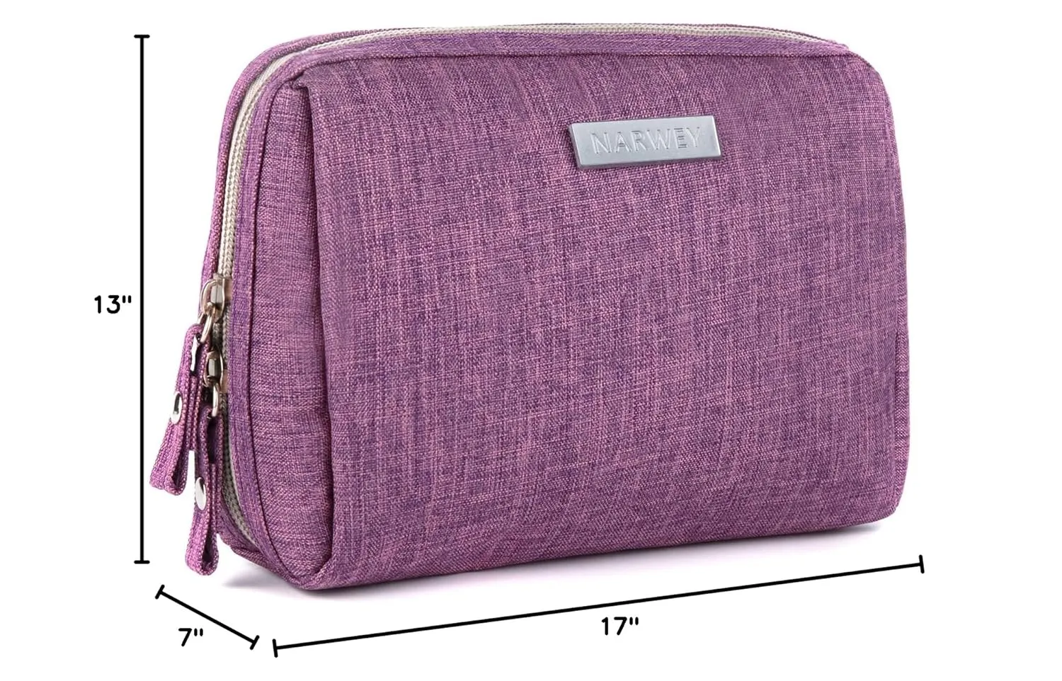 Narwey Small Makeup Bag for Purse Mini Cosmetic Bag Travel Makeup Pouch Zipper Pouch Cute Make up Bags with Compartments for Women (Small, Purple)