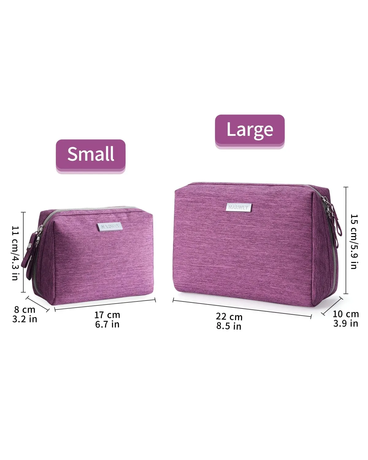 Narwey Small Makeup Bag for Purse Mini Cosmetic Bag Travel Makeup Pouch Zipper Pouch Cute Make up Bags with Compartments for Women (Small, Purple)