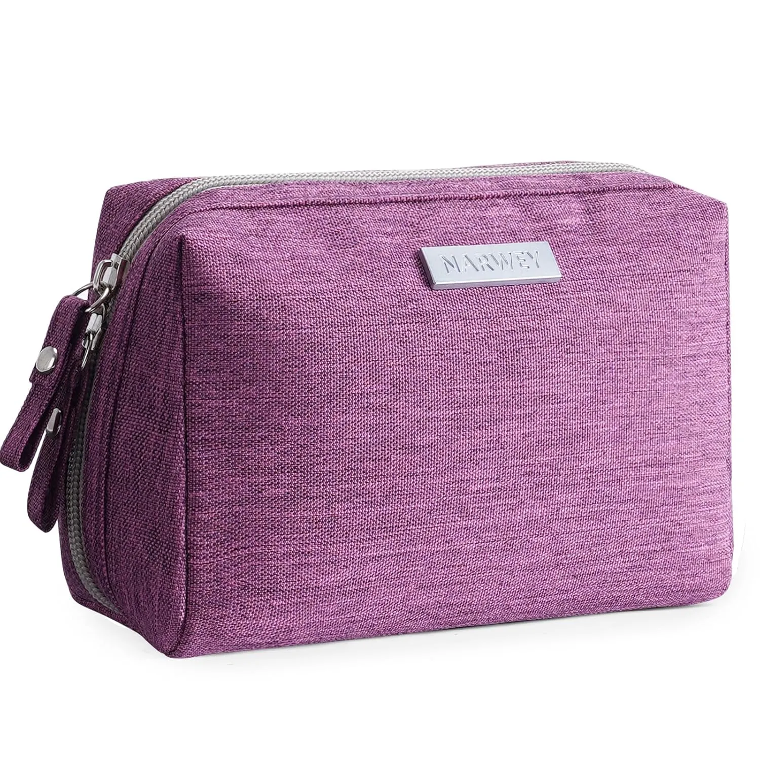 Narwey Small Makeup Bag for Purse Mini Cosmetic Bag Travel Makeup Pouch Zipper Pouch Cute Make up Bags with Compartments for Women (Small, Purple)