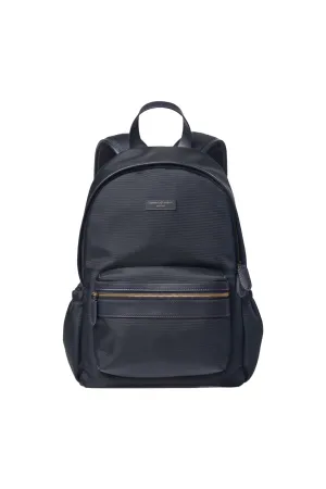 Navy Leather-Trim Nylon Canvas Men's Backpack