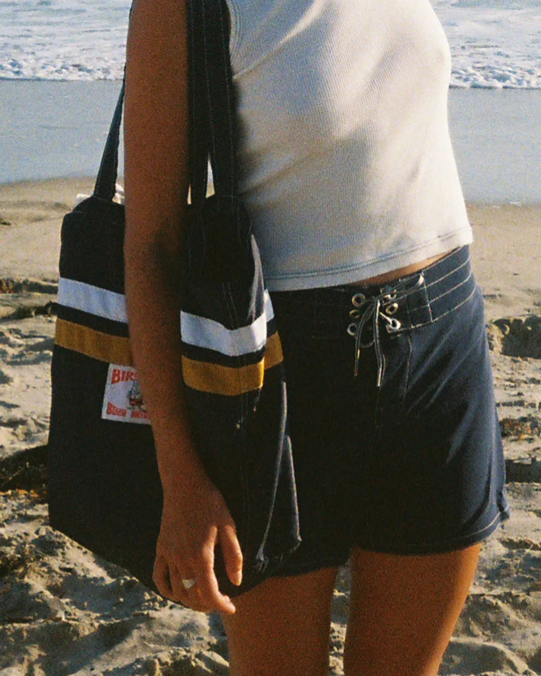 Nylon Tote - Navy/White/Gold