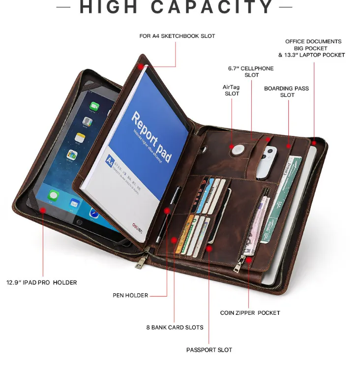 Padfolio,Business Briefcase,Men's Leather Portfolio,Personalized Gift for Him/9077