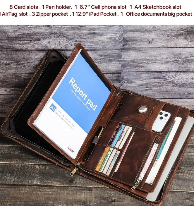 Padfolio,Business Briefcase,Men's Leather Portfolio,Personalized Gift for Him/9077