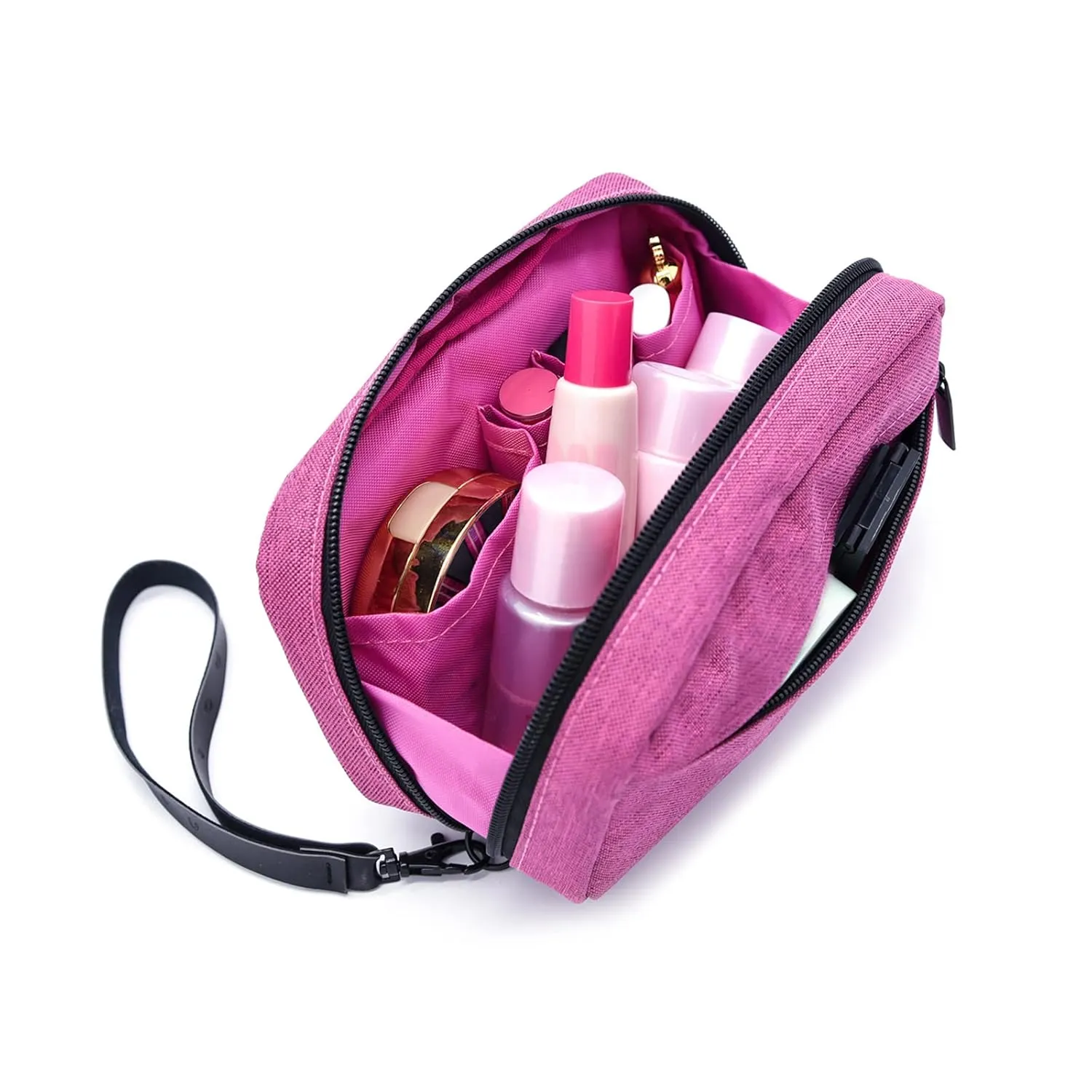 Patu Handy Beauty Stuff Carry Case, Makeup Cosmetic Bag, Women Facial Cleanser Skincare Kit Pouch, Pencil Clutch, Portable Electronics Accessories Organizer, Magenta