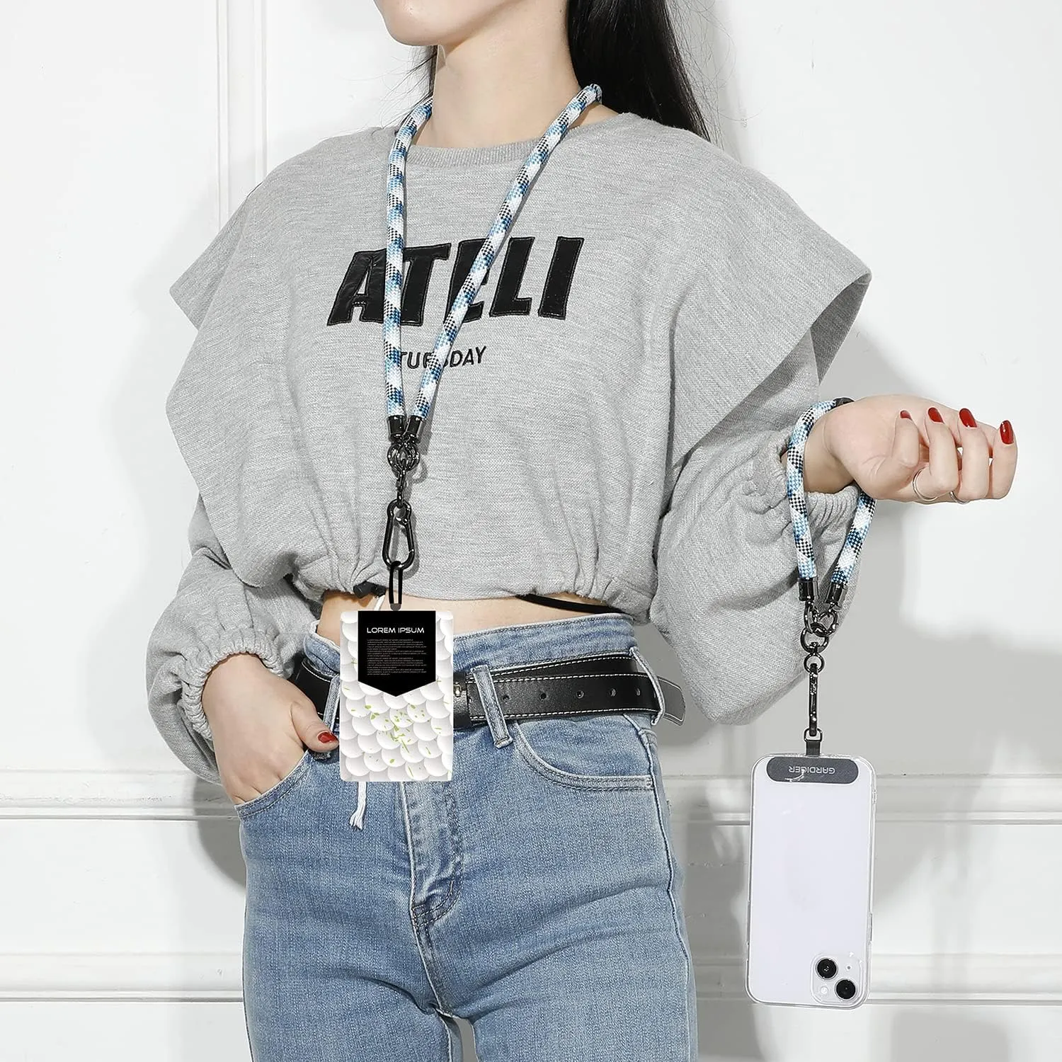 Phone Lanyard, Phone Strap, Wrist Lanyard, Nylon Adjustable Shoulder Neck & Crossbody Lanyard with Phone Patch, Universal Cell Phone Lanyard for Travel, Climbing