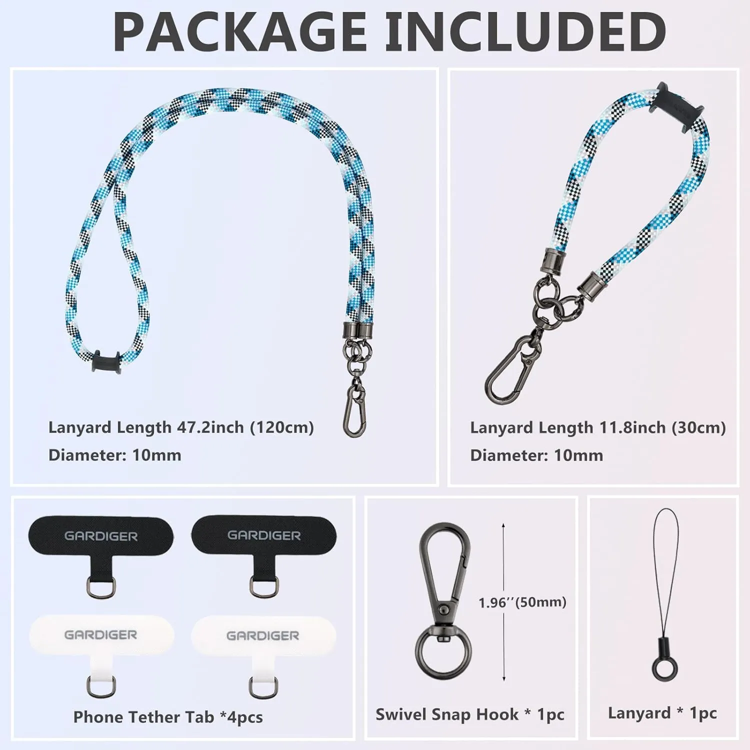 Phone Lanyard, Phone Strap, Wrist Lanyard, Nylon Adjustable Shoulder Neck & Crossbody Lanyard with Phone Patch, Universal Cell Phone Lanyard for Travel, Climbing