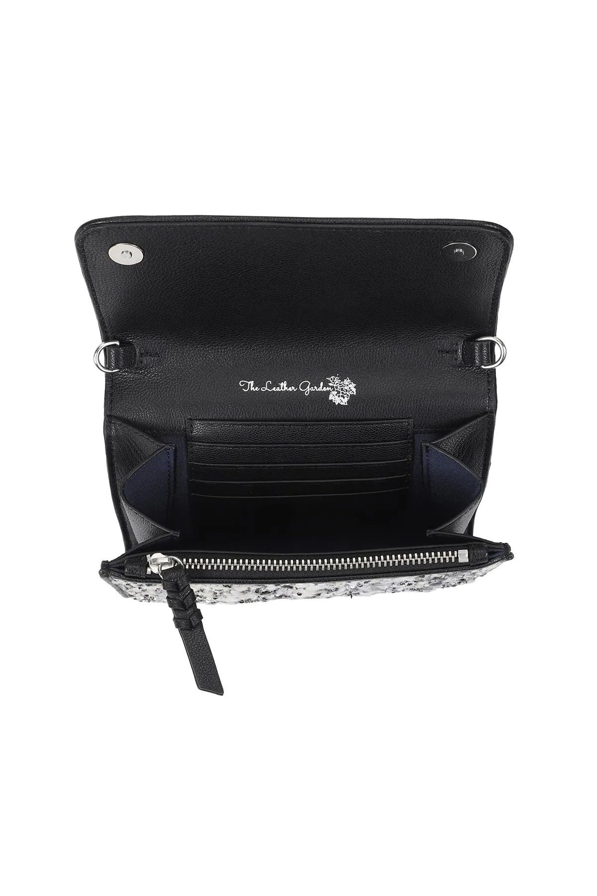 Plumeria  Embellished Crossbody Leather Bag