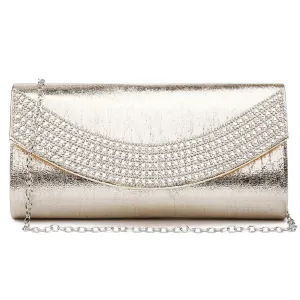 PU Leather Rhinestone Evening Bags Formal Wedding Party Purse Dasein