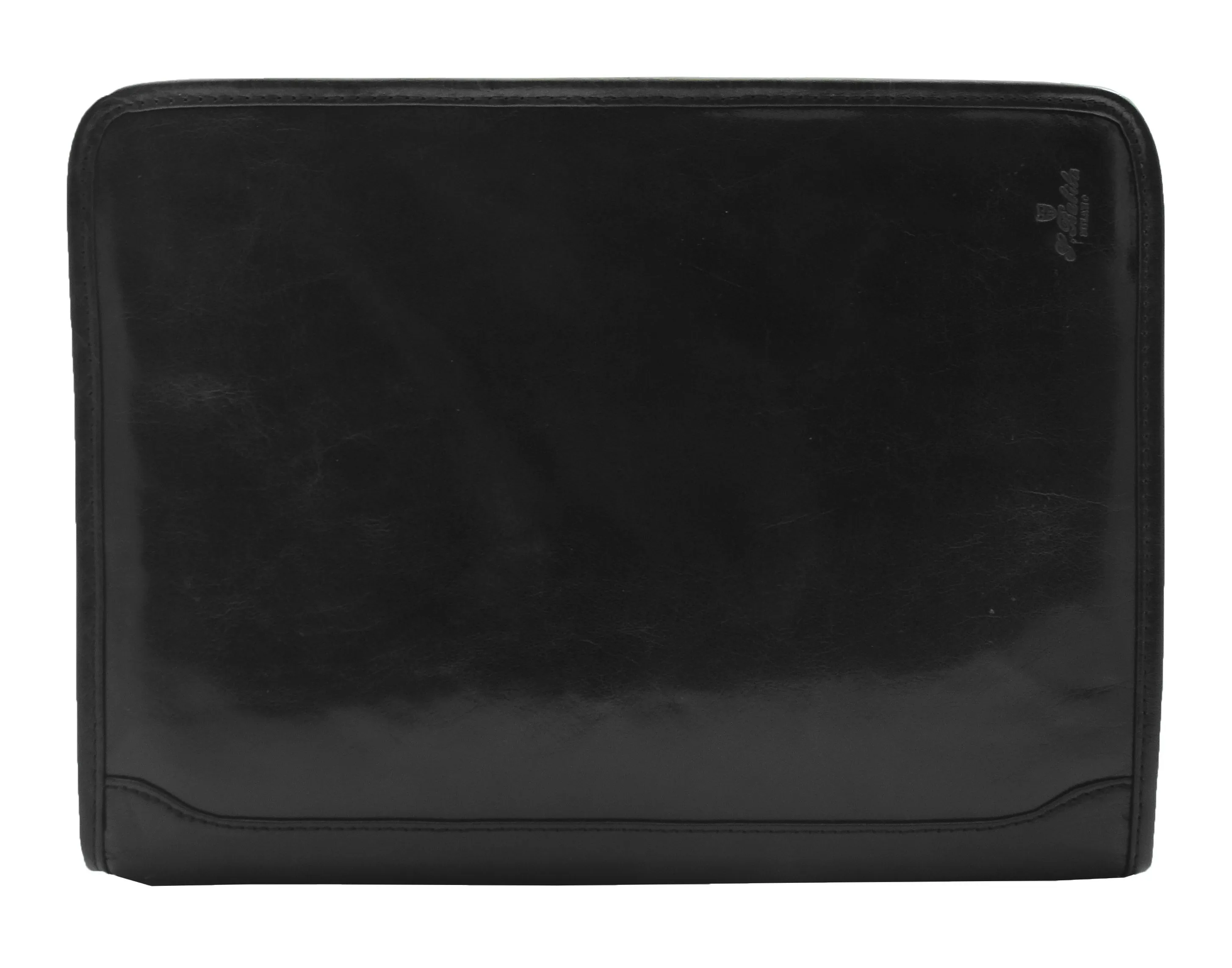 Real Leather Folio Underarm Bag Black Ring Binder A4 Pad - Arturo