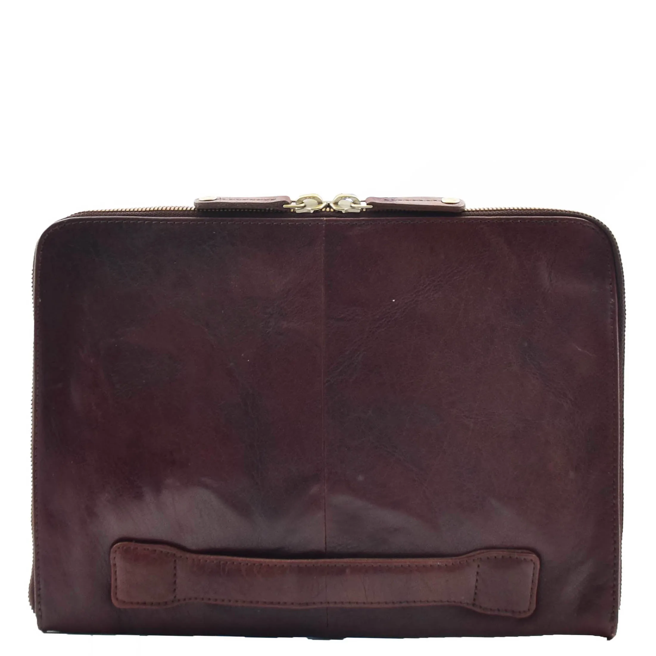 Real Leather Small Portfolio Case Greenville Brown