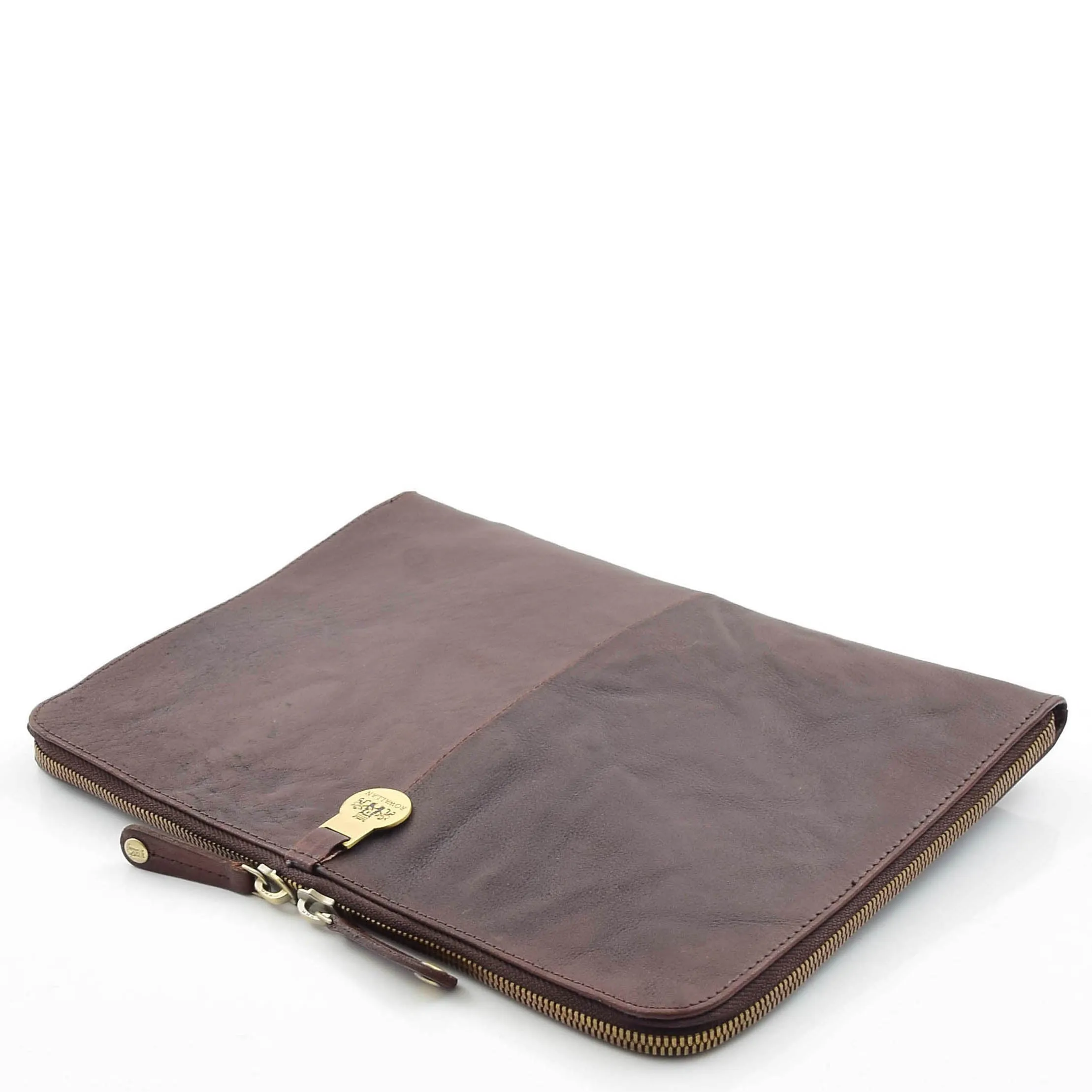Real Leather Small Portfolio Case Greenville Brown