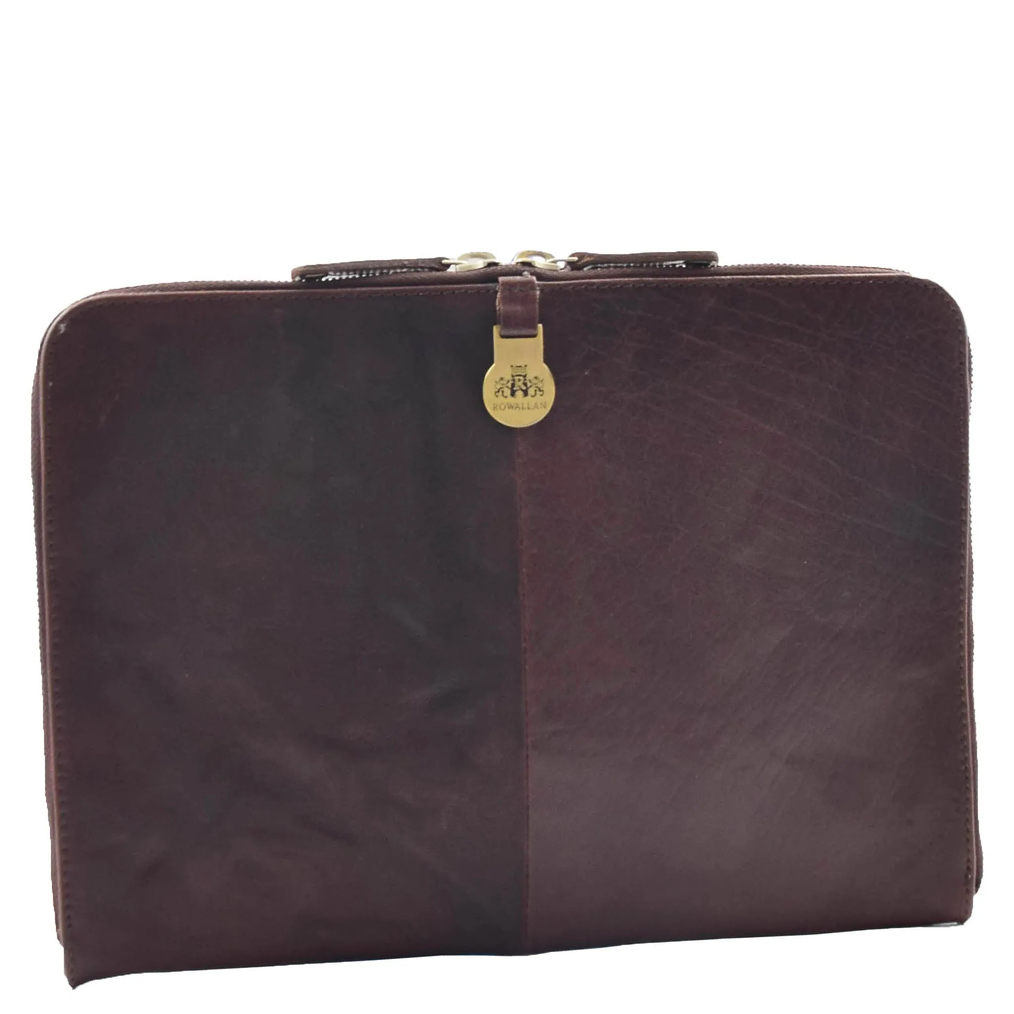 Real Leather Small Portfolio Case Greenville Brown